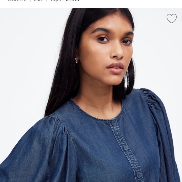 NWT Madewell Denim puff sleeve Top size 6 ~ $88 - Picture 3 of 6